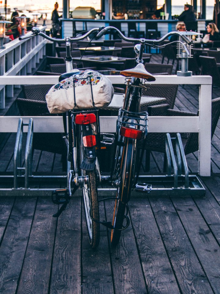Bicycles Parked Outside Cafe