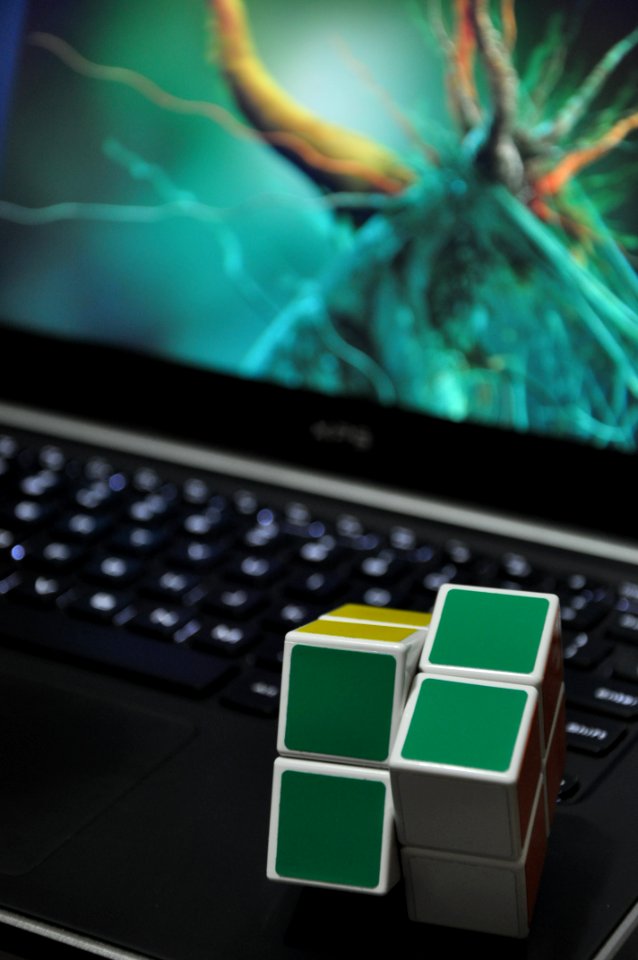 Cubes On Laptop Keyboard