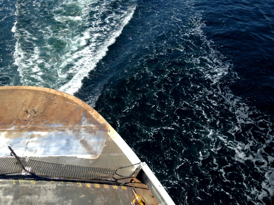 Wake In Ocean Water Behind Ship