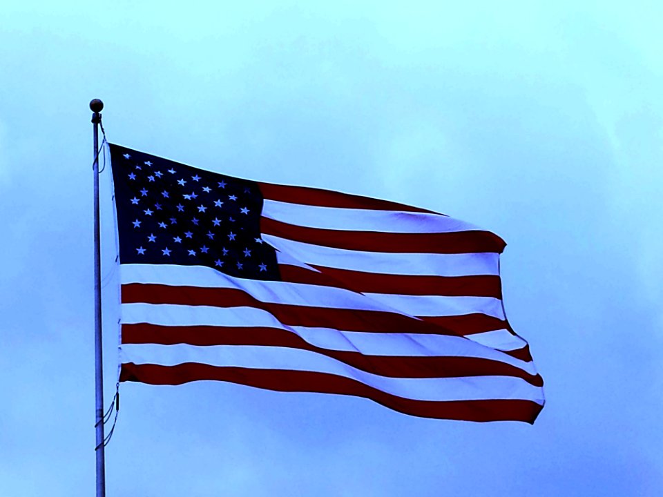 Vintage USA Flag And Blue Sky