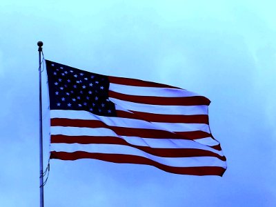 Vintage USA Flag And Blue Sky