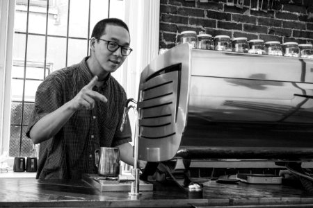 Sean At Revolver Coffee -vancouver-gastown-xe2-zeiss35-2-20150612-DSCF6517-Edit photo