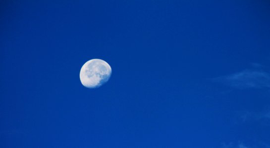 Blue Sky During Quarter Moon