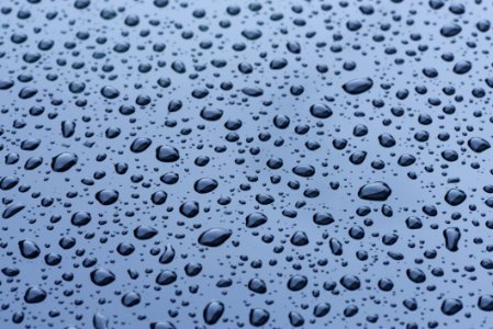 Water Droplets On Blue Surface photo