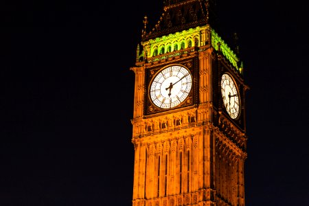 Brown Elizabeth Tower During Night Time photo