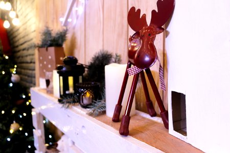 Christmas Decorations On Shelf photo