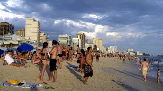 Cloud Sky Building People On Beach