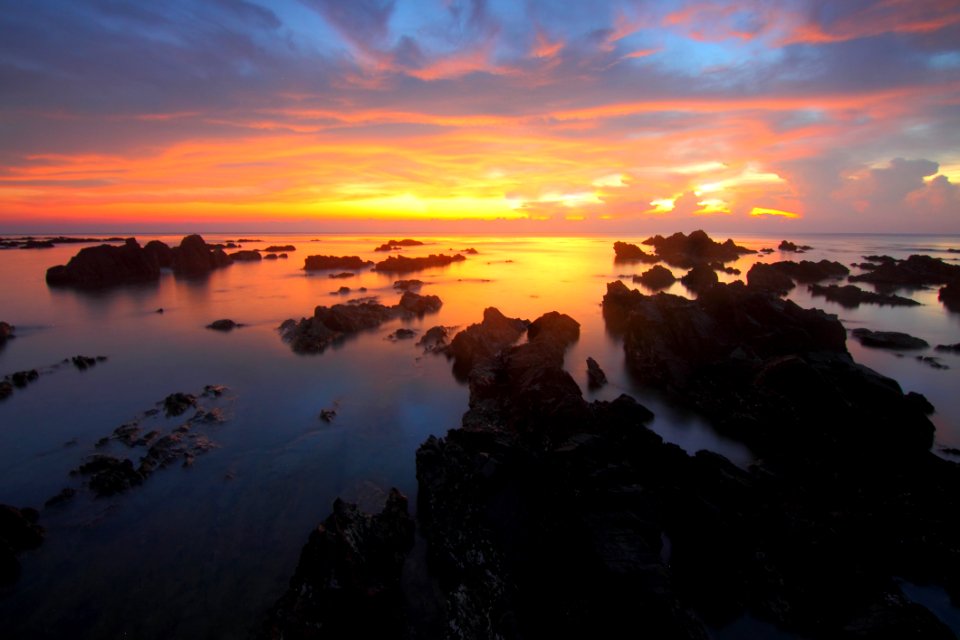 Rocky Beach At Dusk