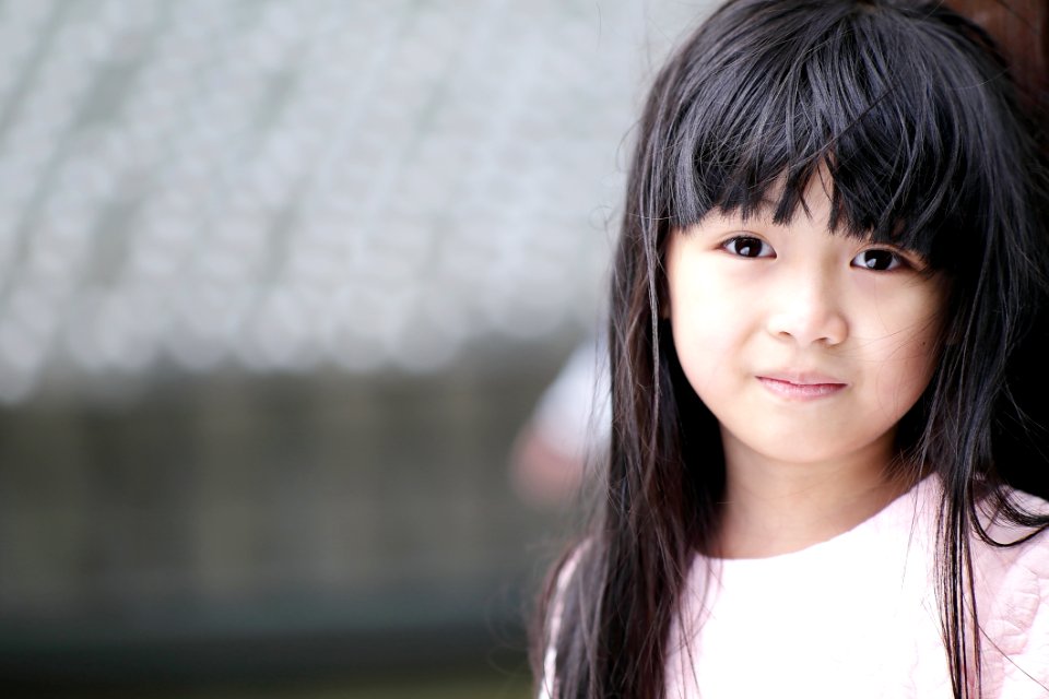 Girl In Pink Shirt Close Up Photo