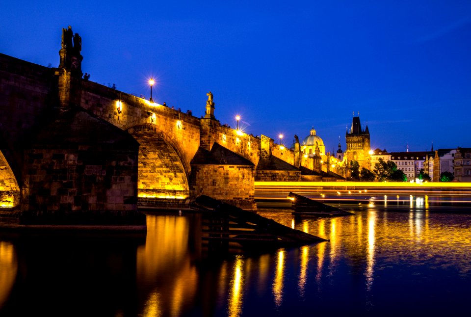 Charles Bridge By Night Prague Czech Republic
