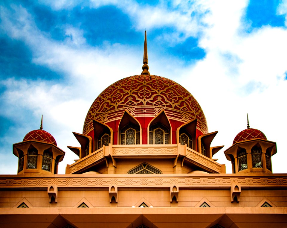 View Of Temple Against Cloudy Sky