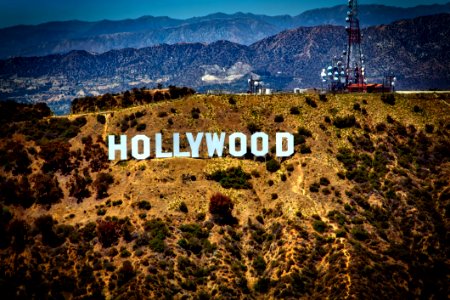 Lighted Hollywood Signage During Daytime photo