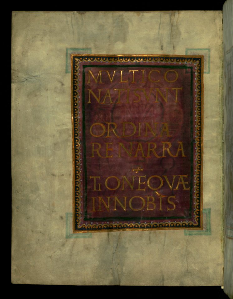 Corvey Gospel Fragment Page From Lukes Gospel Walters Art Museum Ms W751 Fol 2v
