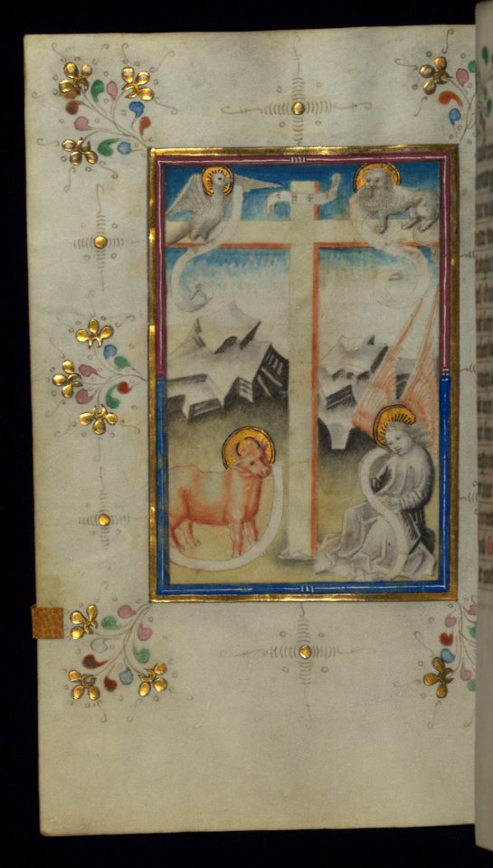 Illuminated Manuscript Book Of Hours Holy Cross With Symbols Of The Four Evangelists Walters Art Museum Ms W165 Fol 113v