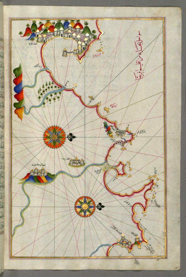 Illuminated Manuscript Map Of The Algerian Coast From The Port Of Bejaia (Bajāyah) As Far As Annaba (Balad Al-U