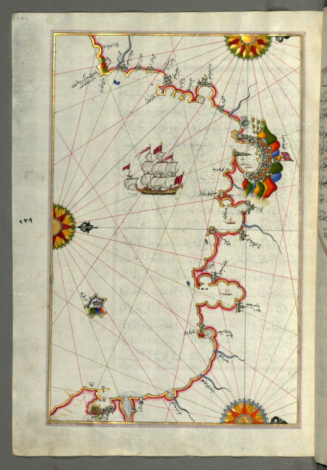 Illuminated Manuscript Map Of The Western Italian Coast From Pisa To The French Border Including The Towns Of Genoa (Jinūz