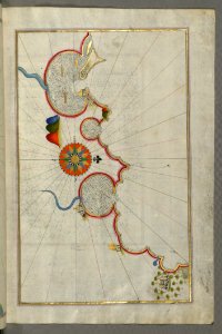 Illuminated Manuscript Map Of Unmarked Part Of The Egyptian Coastline From Book On Navigation Walters Art Museum Ms W658 Fol photo
