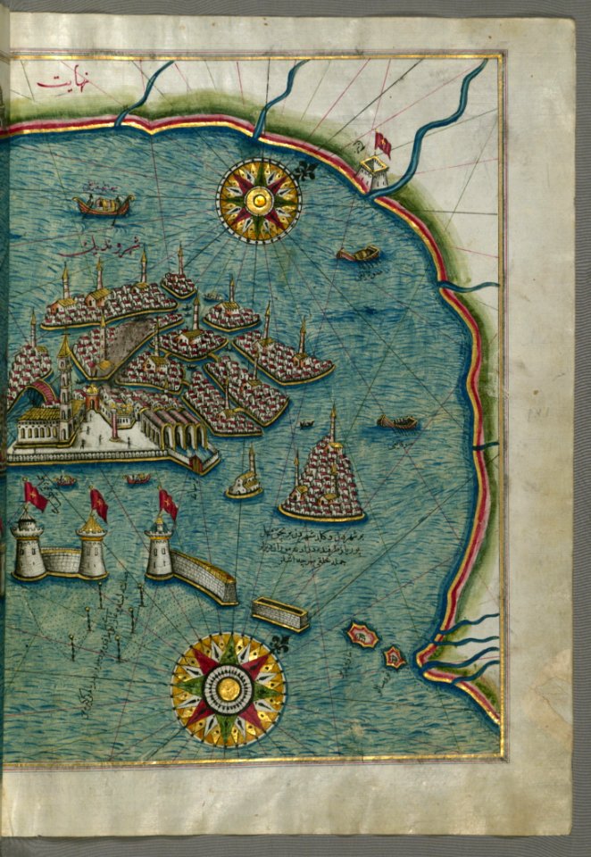 Illuminated Manuscript Map Of The Eastern Part Of The City Of Venice (Venedīk) From Book On Navigation Walters Art Mu