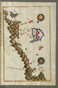 Illuminated Manuscript Map Of Some Unidentified Islands Off The Southern Anatolian Coast From Book On Navigation Walters Art Mu