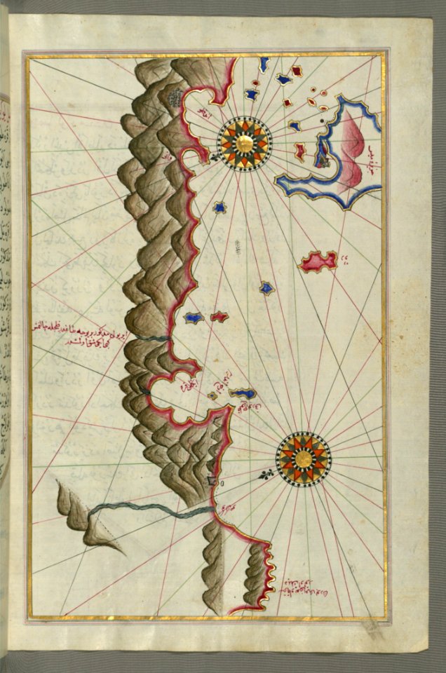 Illuminated Manuscript Map Of Unidentified Islands Off The Southern Anatolian Coast From Book On Navigation Walters Art Museum