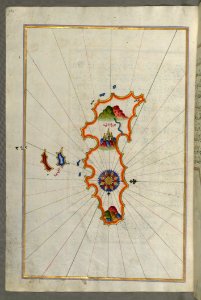 Illuminated Manuscript Map Of The Island Of Anafi (Anāfiyah) East Of Thera (Thira) From Book On Navigation