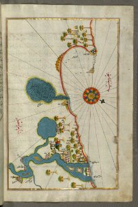 Illuminated Manuscript Map Of The Egyptian Coast From Alexandria (Iskandarīyah) As Far As The City Of Rashīd (Ro