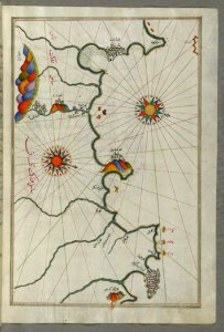 Illuminated Manuscript Map Of The Moroccan And Algerian Coast From Melilla (Malīlah) And Northwest Of Tlemcen (Ti