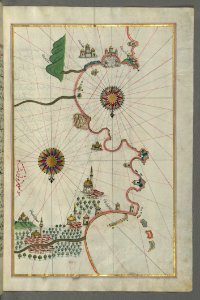 Illuminated Manuscript Map Of The Eastern Mediterranean Coast And City Of Tripoli (Ṭarābulusi Shām) (Lebano