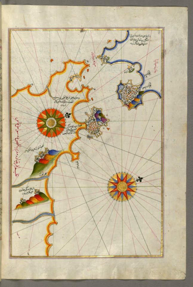Illuminated Manuscript Map Of Southern Spain And Morocco With The Cities Of Gibraltar (Jabal-i Fatḥ) Ceuta (Sap