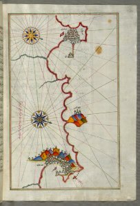 Illuminated Manuscript Map Of The Algerian Coast From Algiers (Jazāir) To Bejaia (Bajāyah) From Book On N