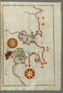 Illuminated Manuscript Map Of The Coast Of Tunisia With The Ports Of Bizerte (Binzert) And Tunis (Ṭūnūs)