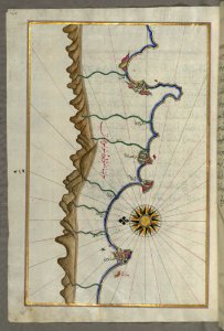 Illuminated Manuscript Map Of The Anatolian Coast As Far As Alanya (Alāiye Alaiye) From Book On Navigation Walte