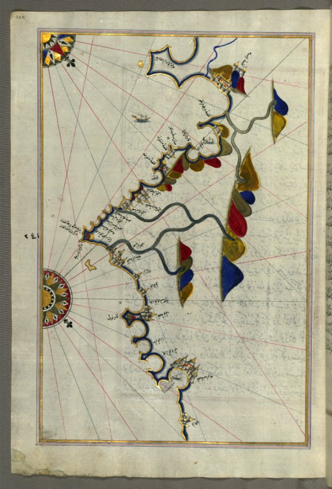 Illuminated Manuscript Map Of The French Coast From The Italian Border As Far As Nice (Nīse) From Book On Navigation