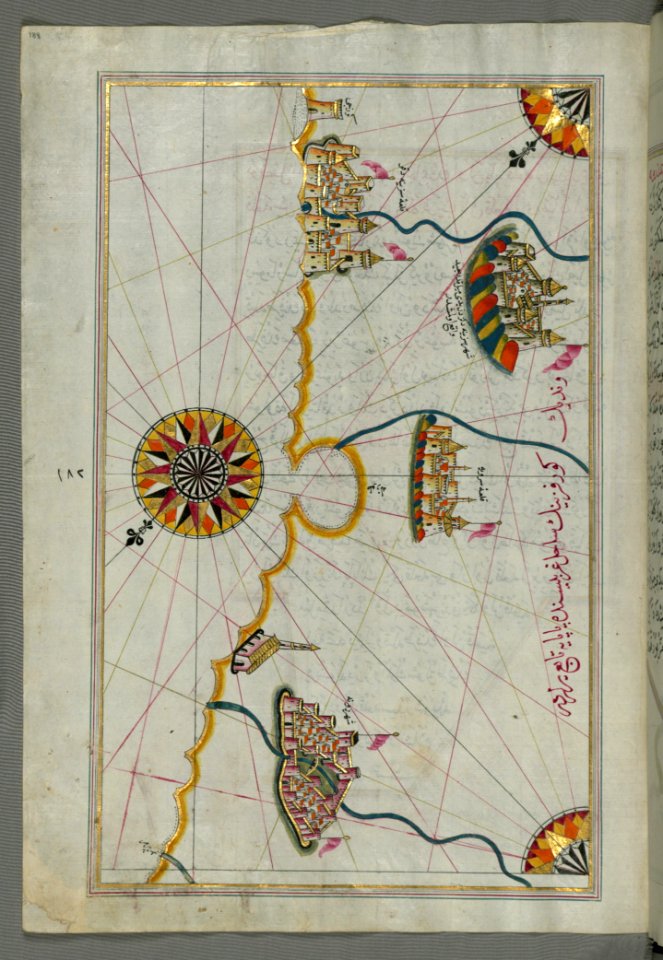 Illuminated Manuscript Map Of The Italian Coastline With The Cities Of Ravenna (Ruvenne) And Cesena (Sazīne)
