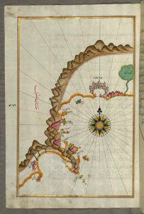 Illuminated Manuscript Map Of The Anatolian Coast From Alanya (Alāiye Alaiye) To Andalye (Antalya Formerly K