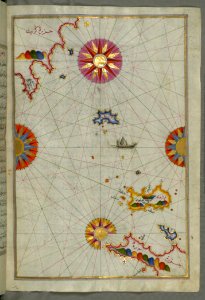 Illuminated Manuscript The Stretch Of Water Between The Peloponnese (Morea Mora) Peninsula And The Island Of Crete Wit photo
