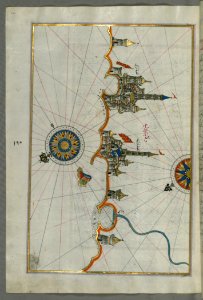Illuminated Manuscript Map Of The Italian Coastline From Barletta To Trani From Book On Navigation Walters Art Museum Ms W658
