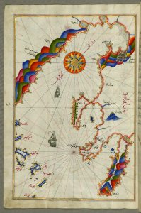 Illuminated Manuscript The Bay Of Salonica (Selānīk Thessaloniki) From Book On Navigation Walters Art Museum Ms W