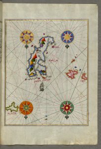Illuminated Manuscript The Island Of Amorgos (Yamurgi Yamorki) In The Southeastern Aegean Sea From Book On Navigation photo