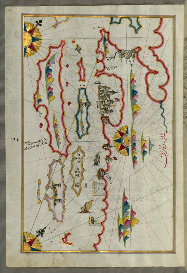 Illuminated Manuscript Map Of The Coastline And The Islands Off Zadar (Zādare)(Croatia) From Book On Navigat