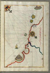 Illuminated Manuscript Map Of The Coastline From Marano (Mūrān) To Caorle (Qāvarlī) Province Of Venice F