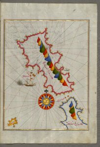 Illuminated Manuscript The Island Of Andros (Andre Andra) In The Northern Aegean Sea From Book On Navigation Walters photo