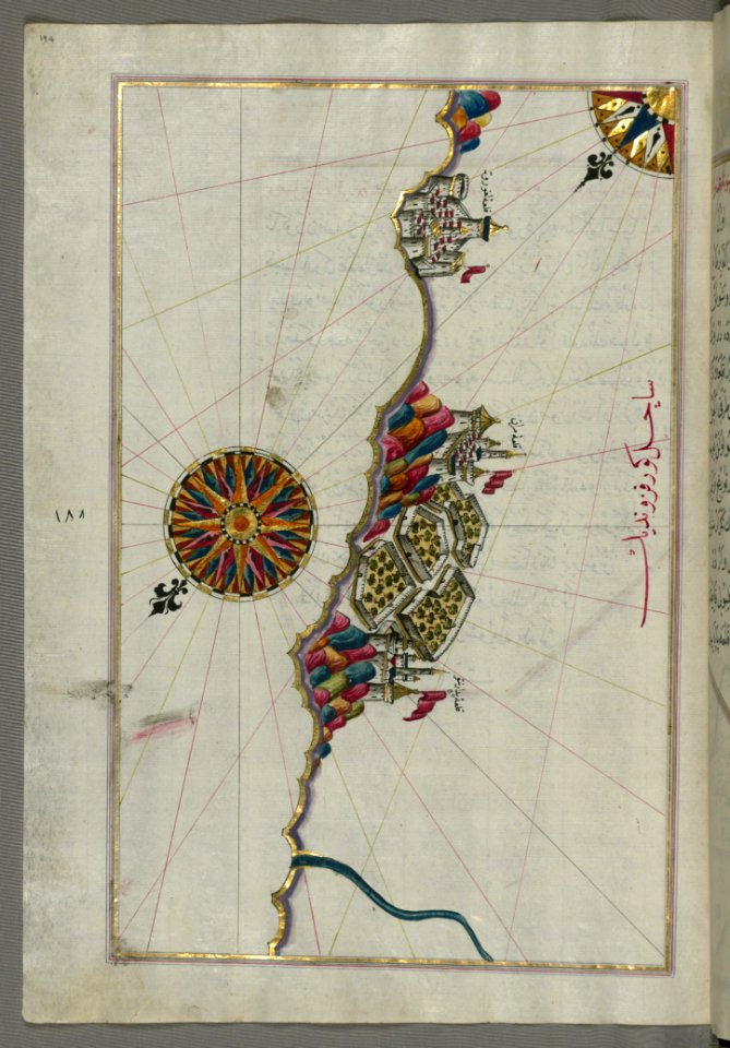 Illuminated Manuscript Map Of The Italian Coastline South Of Ancona Including Tronto From Book On Navigation Walters Art Museum