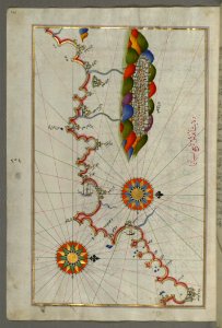 Illuminated Manuscript Map Of The Coast Of Andalusia With The City Of Grenada (Gharnātah) From Book On Navigation Wal photo