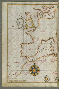 Map Of Western Europe And North Africa From Book On Navigation Walters Art Museum Ms W658 Fol64a photo