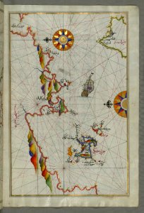 Illuminated Manuscript Map Of The Northeastern Tip Of Rhodes (Rodos Rūdūs) Island Facing The Anatolian Coast With The photo