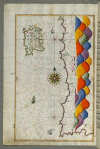 Illuminated Manuscript Map Of The Island Of Bozjah (Tenedos) Off The Coast Of Anatolia From Book On Navigation Walters