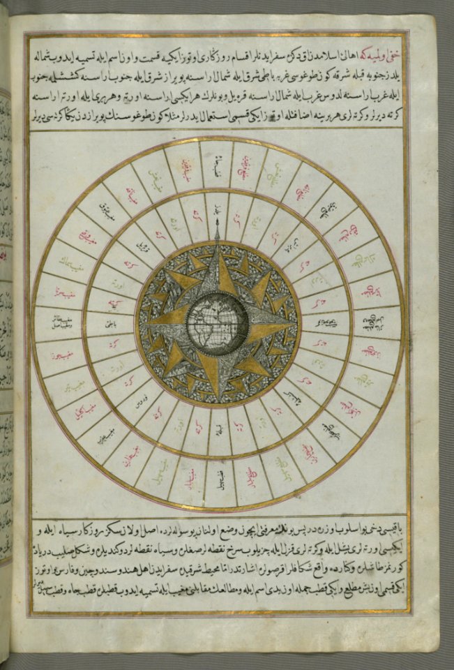Illuminated Manuscript Map Of Western Hemisphere Within A Windrose From Book On Navigation Walters Art Museum Ms W658 Fol24
