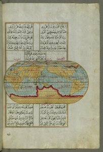 Illuminated Manuscript Oval Map Of The World From Book On Navigation Walters Art Museum Ms W658 Fol23b photo