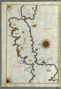 Illuminated Manuscript Map Of Saronikos (Aiyina) Bay From Book On Navigation Walters Art Museum Ms W658 Fol 133a photo